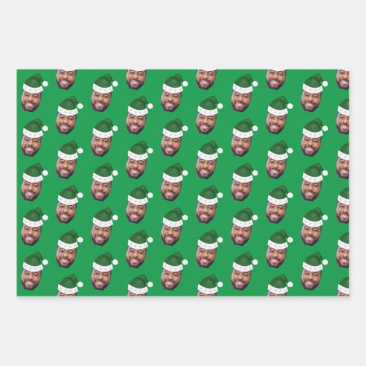 Benutzerdefiniertes Foto mit Santa Hat Geschenkpapier Set (Vorderseite 2)