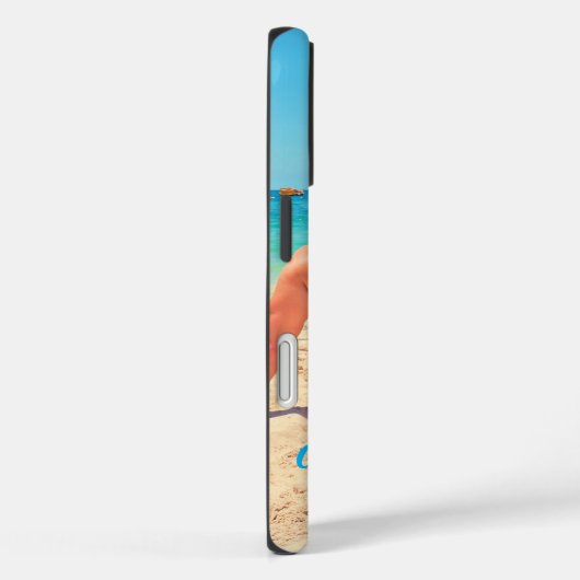 Benutzerdefiniertes Foto mit Text iPhone Case (Rückseite / Rechts)