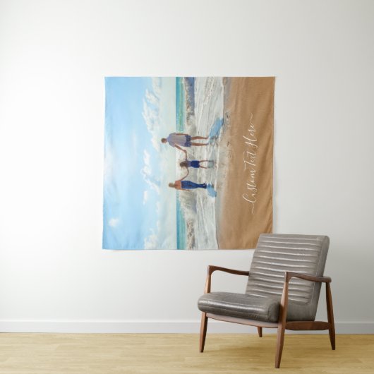 Benutzerdefiniertes Foto mit Text Wandteppich (Beispiel)