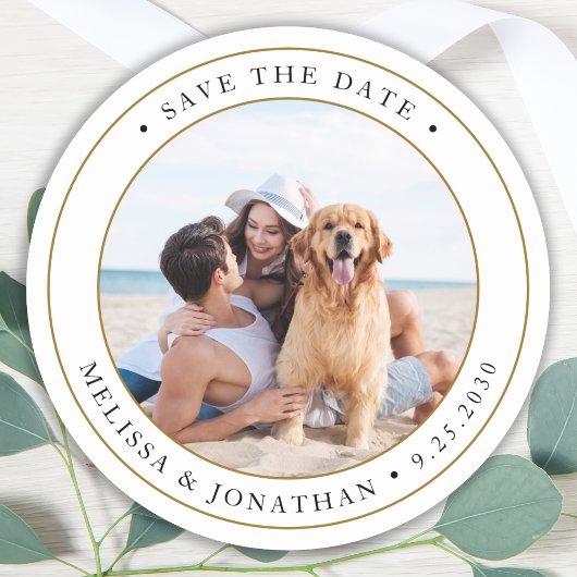 Benutzerdefiniertes Foto Moderne Hochzeiten speich Runder Aufkleber