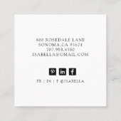 Benutzerdefiniertes Foto Modernes Minimalistisches Quadratische Visitenkarte (Rückseite)