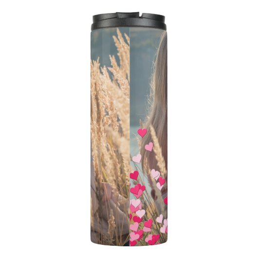 Benutzerdefiniertes Foto Modernes Schreiben gedeck Thermosbecher (Rückseite)