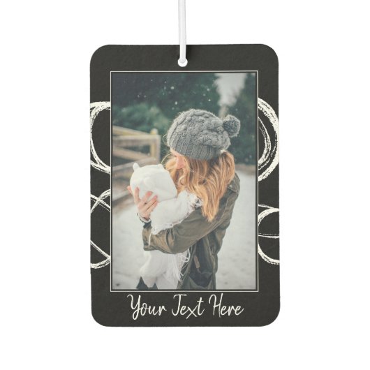 Benutzerdefiniertes Foto Modernes Skriptschwarz Autolufterfrischer (Vorderseite)