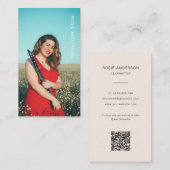 Benutzerdefiniertes Foto Musiker QR-Code Rosa Visitenkarte (Vorne/Hinten)