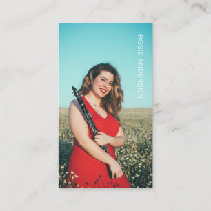 Benutzerdefiniertes Foto Musiker QR-Code Rosa Visitenkarte