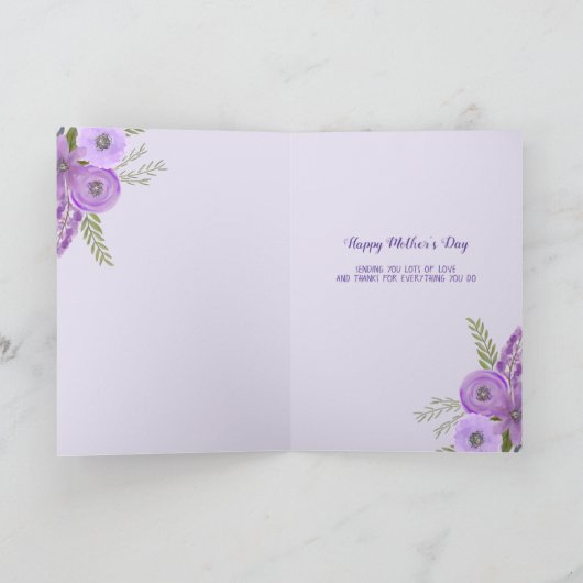Benutzerdefiniertes Foto "Muttertag" Violetlavende Karte (Innenseite)