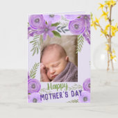 Benutzerdefiniertes Foto "Muttertag" Violetlavende Karte (Gelbe Blume)