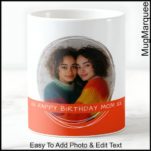 Benutzerdefiniertes Foto & Nachricht Weiß & Orange Kaffeetasse