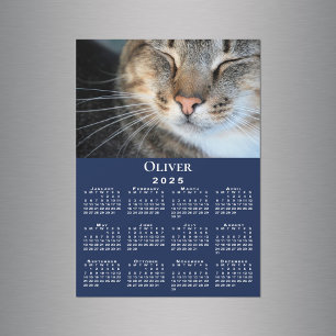 Benutzerdefiniertes Foto Name 2025 Kalender Navy M Magnetkarte