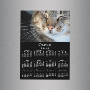 Benutzerdefiniertes Foto Name 2026 Kalender Schwar Magnetkarte