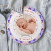 Benutzerdefiniertes Foto Name Alter Rosa Lila Gebu Button (Beispiel)
