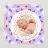 Benutzerdefiniertes Foto Name Alter Rosa Lila Gebu Einladung (Vorne/Hinten)