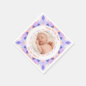 Benutzerdefiniertes Foto Name Alter Rosa Lila Gebu Serviette (Ecke)
