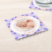 Benutzerdefiniertes Foto Name Alter Rosa Lila Gebu Untersetzer (angewinkelt)