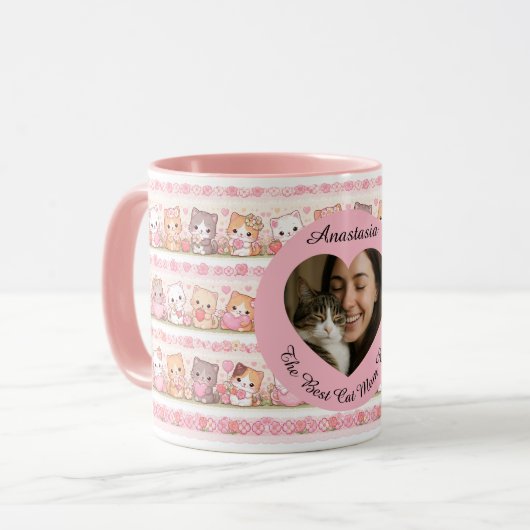 Benutzerdefiniertes Foto & Name "Beste Katzenmutte Tasse (Vorderseite Links)