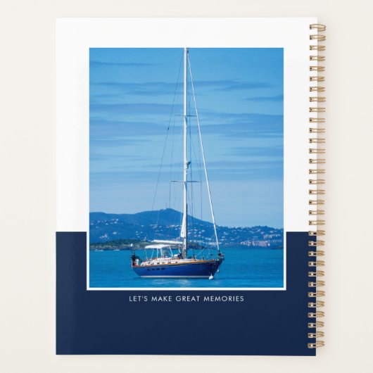 Benutzerdefiniertes Foto Name Dark Blue Modern Planer (Rückseite)