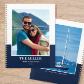 Benutzerdefiniertes Foto Name Dark Blue Modern Planer