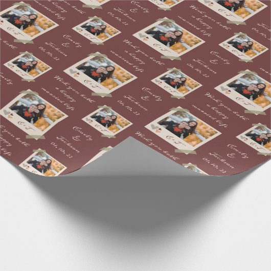 Benutzerdefiniertes Foto/Name/Datum Braut und Hoch Geschenkpapier (Ecke)