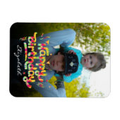 Benutzerdefiniertes Foto + Name Farbige Geburtstag Magnet (Horizontal)