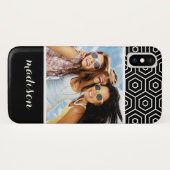 Benutzerdefiniertes Foto & Name Hexagonales geomet Case-Mate iPhone Hülle (Rückseite (Horizontal))