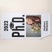 Benutzerdefiniertes Foto, Name und Jahr Ph.D. Strandtuch (Vorderseite)