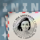 Benutzerdefiniertes Foto, Name und Rücksendeadress Permastempel