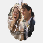 Benutzerdefiniertes Foto, Name und Text Ornament Karte (Links)