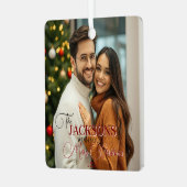 Benutzerdefiniertes Foto, Name und Text Weihnachte Ornament Aus Metall (Vorderseite links)