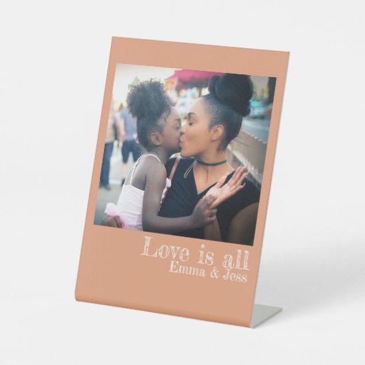 Benutzerdefiniertes Foto-Namenstext Minimalistisch Sockelschild (Vorderseite)