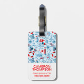 Benutzerdefiniertes Foto Nautical Red White and Bl Gepäckanhänger (Rückseite vertikal)