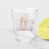 Benutzerdefiniertes Foto Neuer Name Datum Hochzeit Schnapsglas (Rückseite)