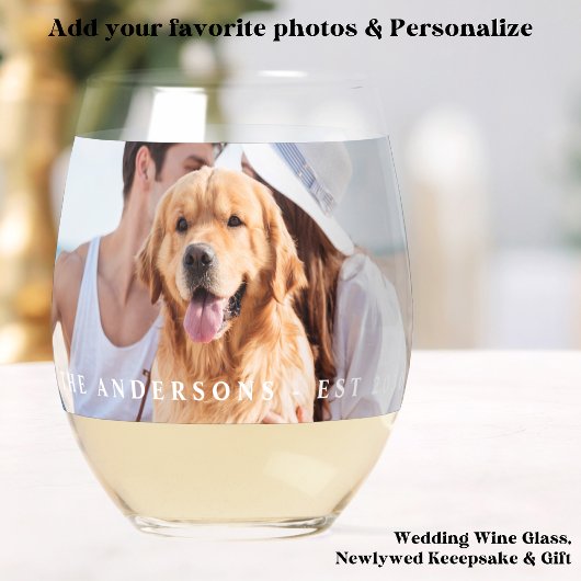 Benutzerdefiniertes Foto Neuer Name Datum Moderne  Weinglas Ohne Stiel