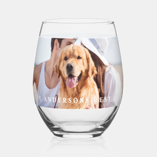 Benutzerdefiniertes Foto Neuer Name Datum Moderne Weinglas Ohne Stiel (Vorderseite)