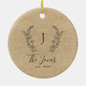 Benutzerdefiniertes Foto Neuvermählter Name Monogr Keramik Ornament (Hinten)