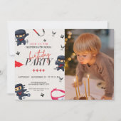 Benutzerdefiniertes Foto, Ninja Geburtstag Einladung (Vorderseite)
