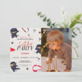 Benutzerdefiniertes Foto, Ninja Geburtstag Einladung (Stehend Vorderseite)