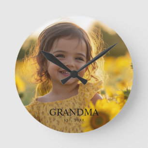 Benutzerdefiniertes Foto Oma Runde Wanduhr