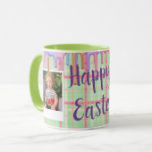 Benutzerdefiniertes Foto Ostergrün Kariert Tasse (Vorderseite Links)