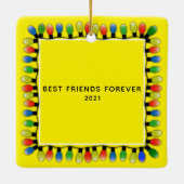 Benutzerdefiniertes Foto Party Lights Gelb Keramikornament (Rückseite)