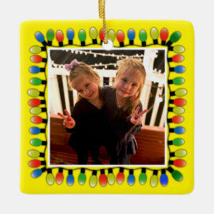 Benutzerdefiniertes Foto Party Lights Gelb Keramikornament