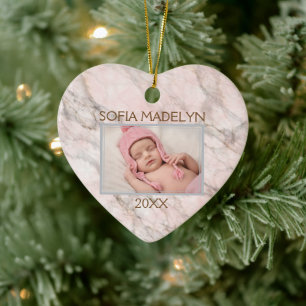 Benutzerdefiniertes Foto Pastell Rosa Grauer Marmo Keramik Ornament