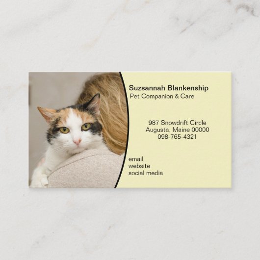 Benutzerdefiniertes Foto Pastellgelber Hintergrund Visitenkarte (Vorderseite)