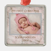 Benutzerdefiniertes Foto Pastellrosa Muster aus gr Ornament Aus Metall (Vorne)