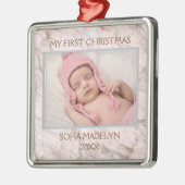 Benutzerdefiniertes Foto Pastellrosa Muster aus gr Ornament Aus Metall (Links)