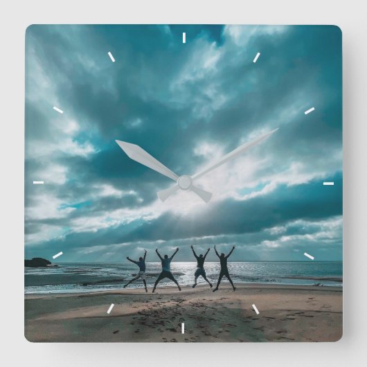 Benutzerdefiniertes Foto Personalisiert Quadratische Wanduhr (Vorderseite)