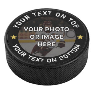 Benutzerdefiniertes Foto Personalisiert Text und F Eishockey Puck