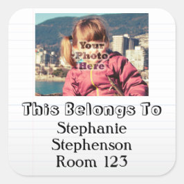 Benutzerdefiniertes Foto Personalisierter Name Kin Quadratischer Aufkleber