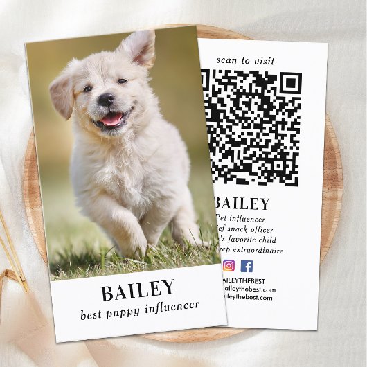 Benutzerdefiniertes Foto Pet Puppy Dog QR Code Soc Visitenkarte
