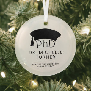 Benutzerdefiniertes Foto PhD Doktorgrad Abschluss Ornament Aus Glas