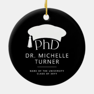 Benutzerdefiniertes Foto PhD Doktortitel Abschluss Keramik Ornament